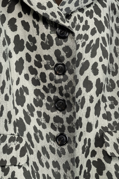Moschino Cheap and Chic Grey Cotton Leopard Blazer