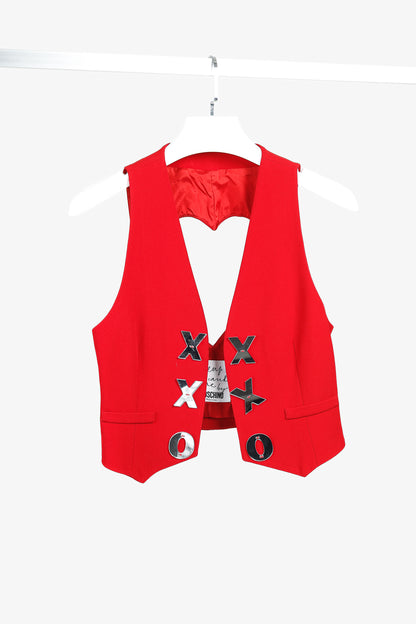 Moschino Cheap and Chic Xs & Os Heart Cut-Out Red Vest