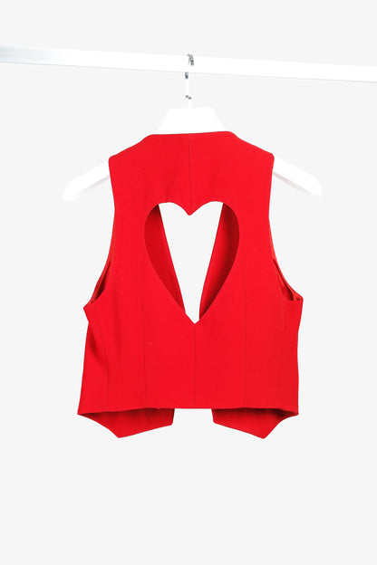 Moschino Cheap and Chic Xs & Os Heart Cut-Out Red Vest