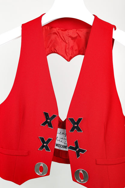 Moschino Cheap and Chic Xs & Os Heart Cut-Out Red Vest