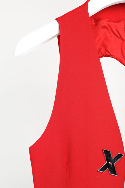 Moschino Cheap and Chic Xs & Os Heart Cut-Out Red Vest