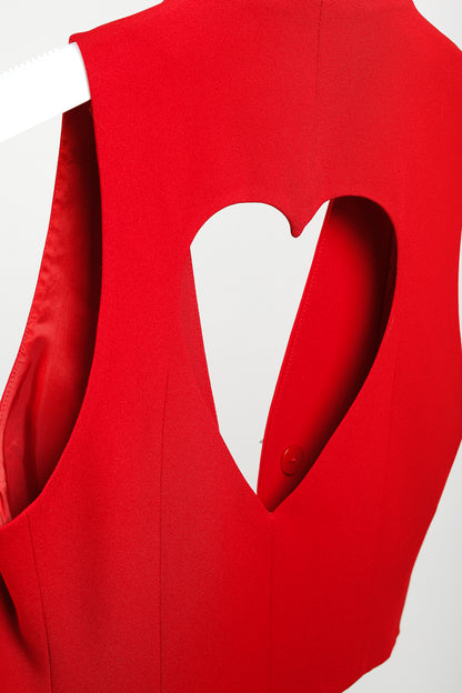Moschino Cheap and Chic Xs & Os Heart Cut-Out Red Vest