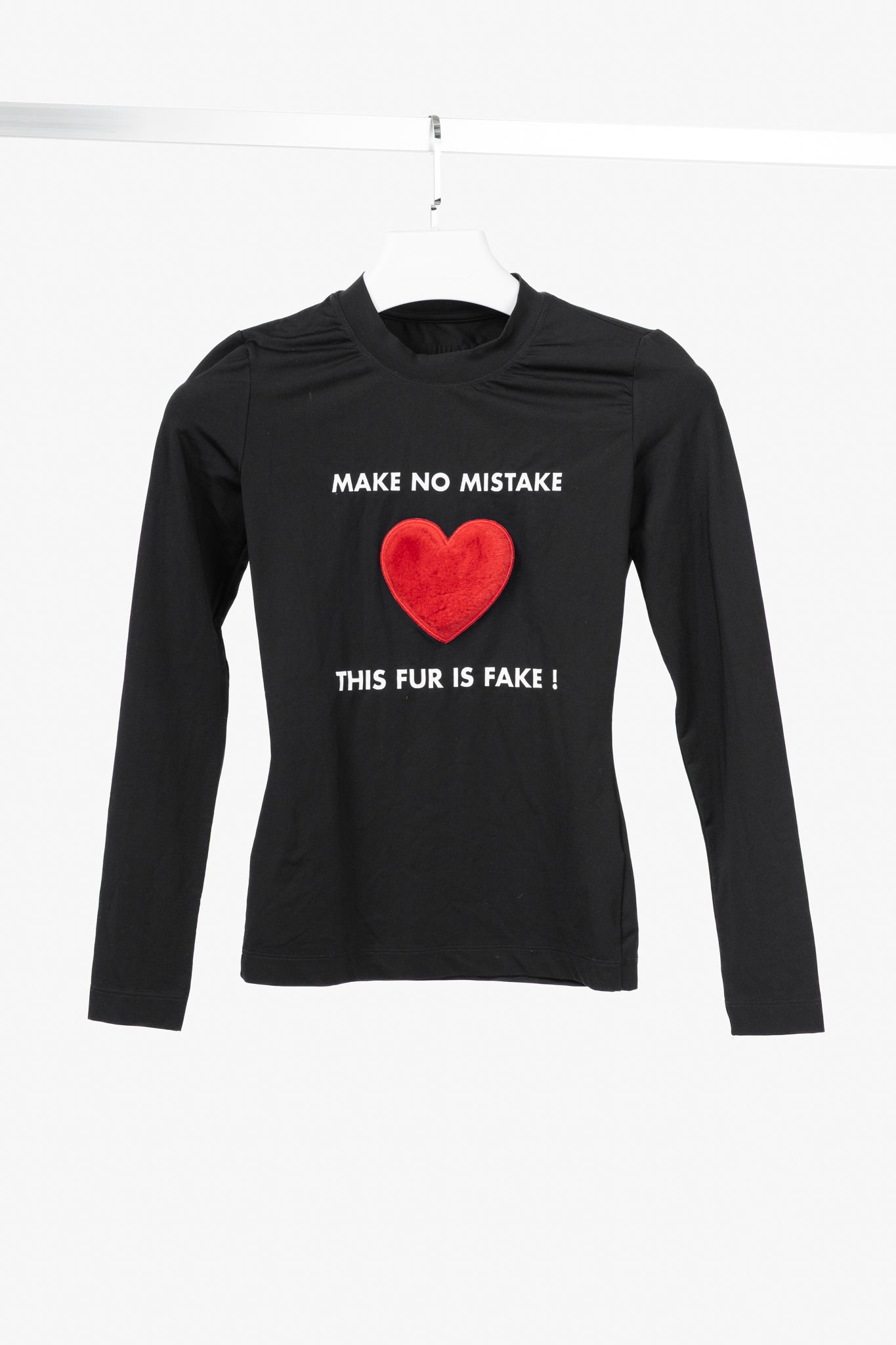Moschino Jeans Black Jersey Printed Fur-Heart Long-Sleeve Top