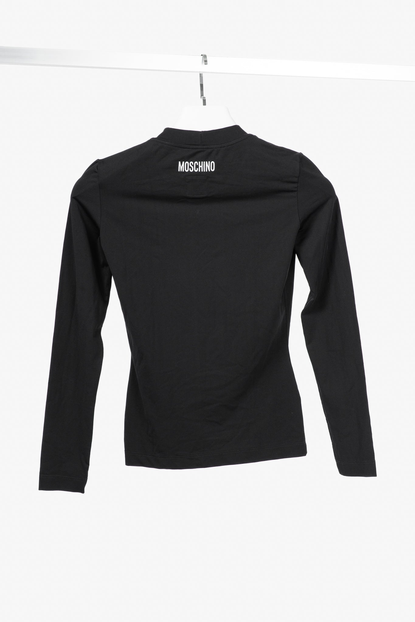 Moschino Jeans Black Jersey Printed Fur-Heart Long-Sleeve Top