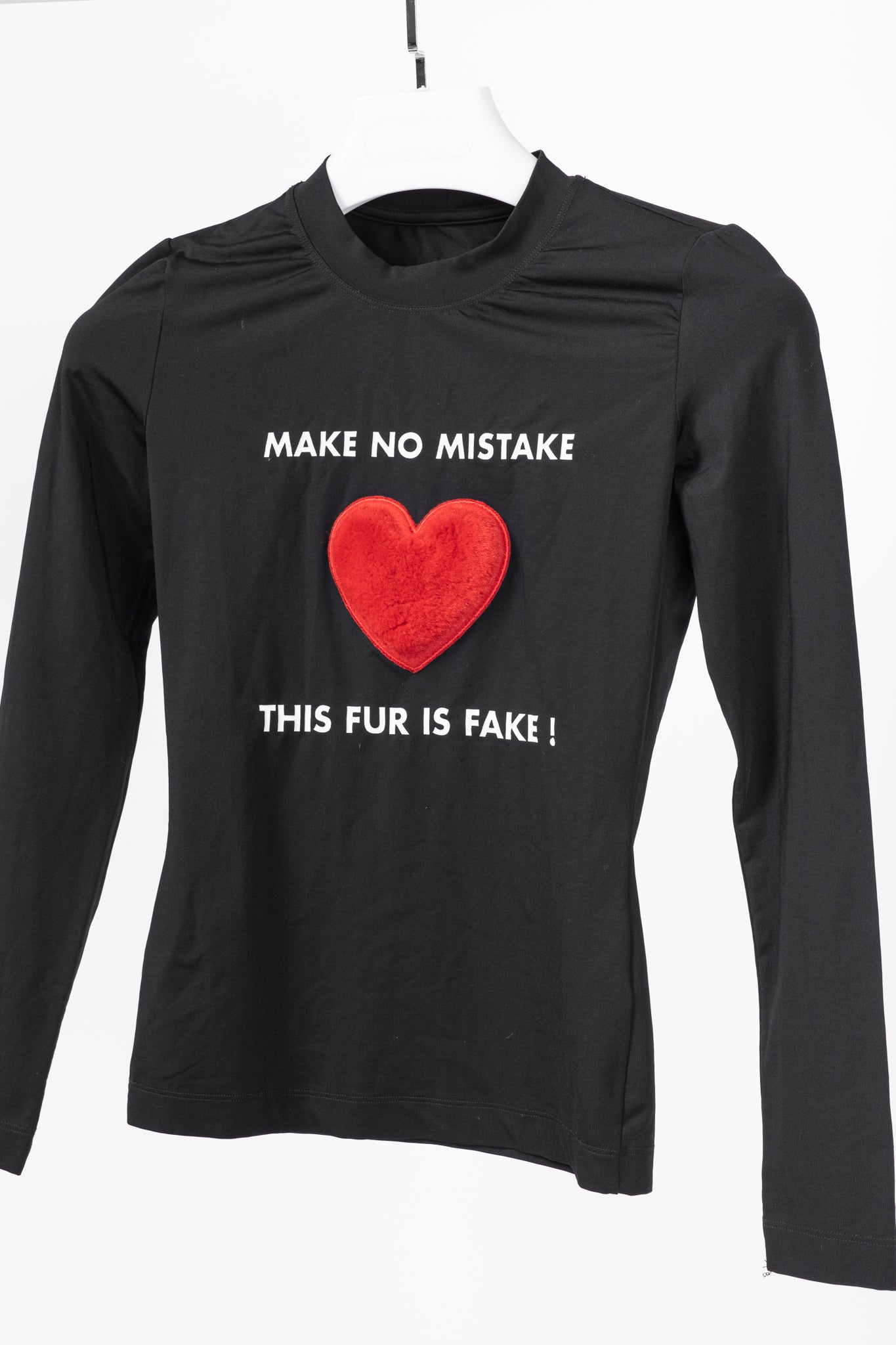 Moschino Jeans Black Jersey Printed Fur-Heart Long-Sleeve Top