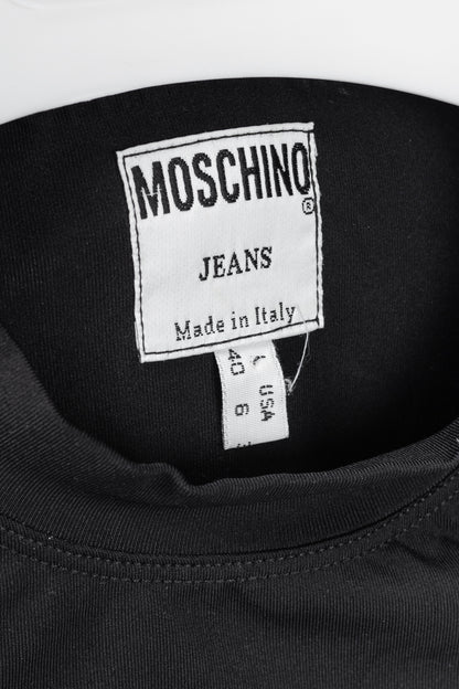 Moschino Jeans Black Jersey Printed Fur-Heart Long-Sleeve Top