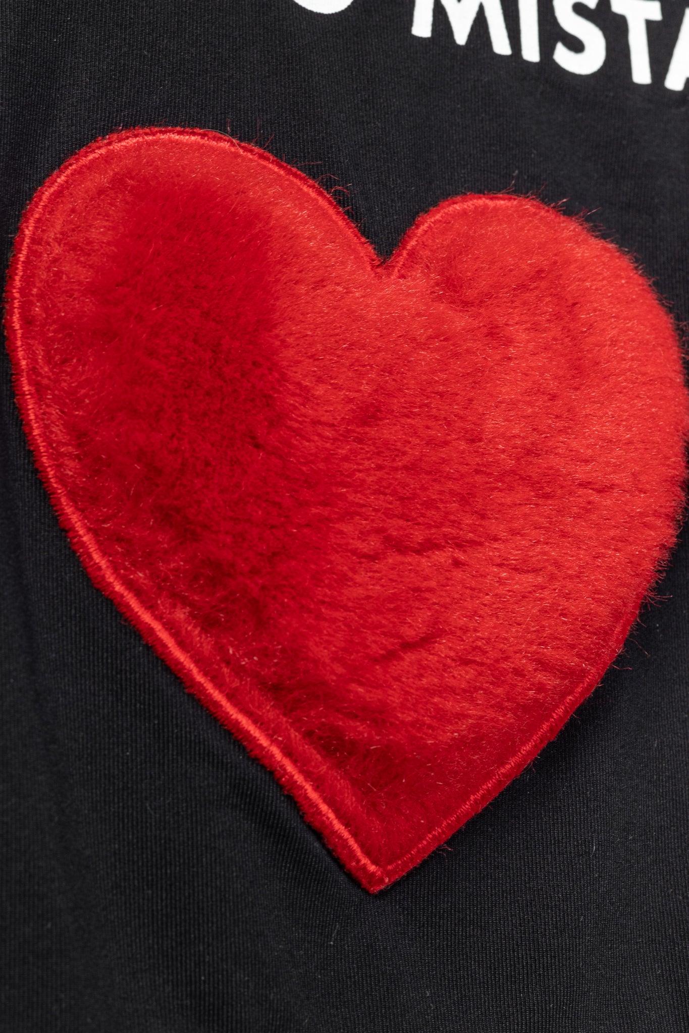 Moschino Jeans Black Jersey Printed Fur-Heart Long-Sleeve Top