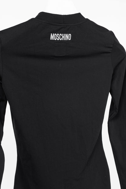 Moschino Jeans Black Jersey Printed Fur-Heart Long-Sleeve Top
