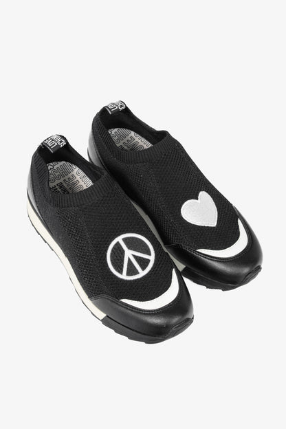 Love Moschino Black Love & Peace Slip-On Knit Sneakers