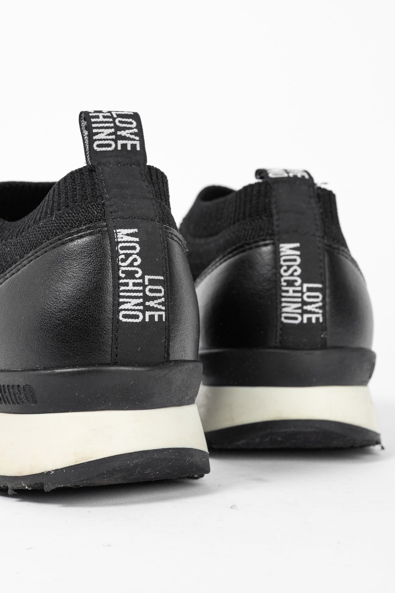 Love Moschino Black Love & Peace Slip-On Knit Sneakers