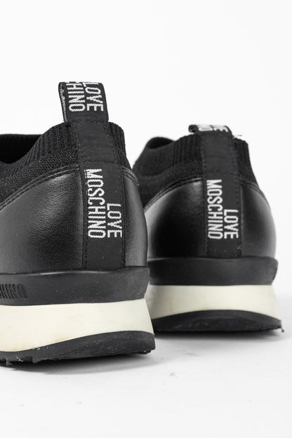 Love Moschino Black Love & Peace Slip-On Knit Sneakers