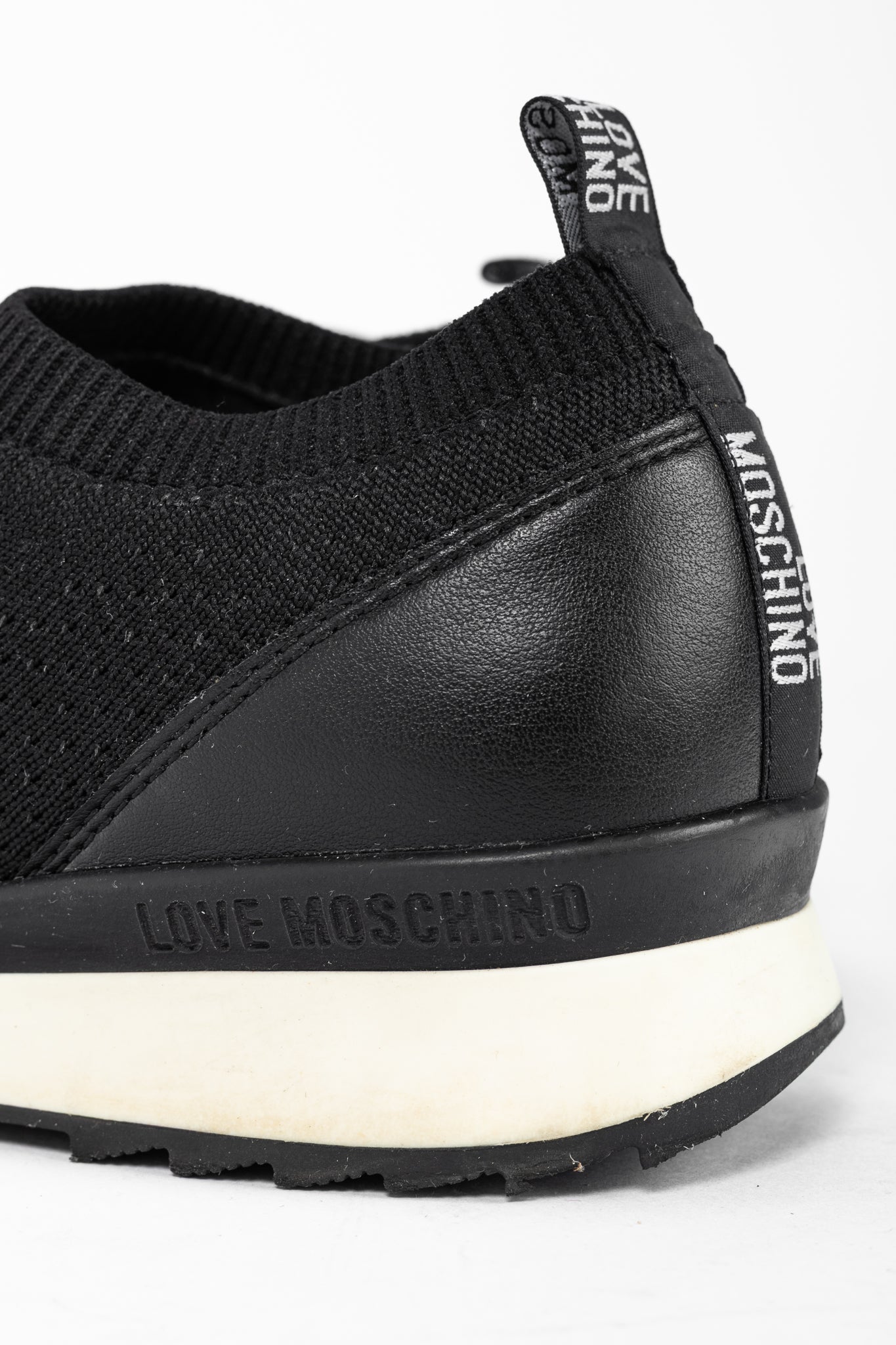 Love Moschino Black Love & Peace Slip-On Knit Sneakers