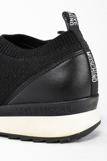 Love Moschino Black Love & Peace Slip-On Knit Sneakers