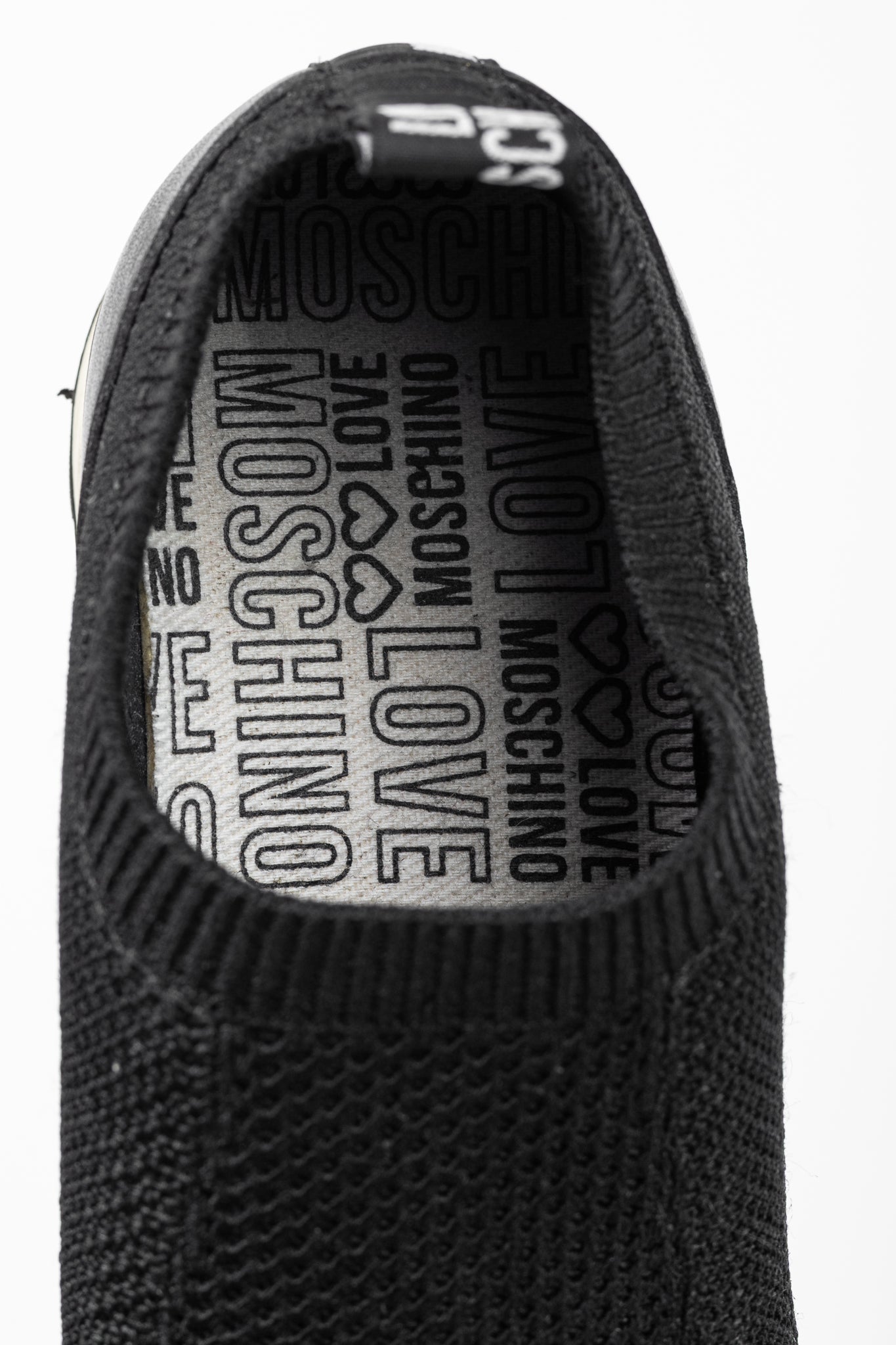Love Moschino Black Love & Peace Slip-On Knit Sneakers