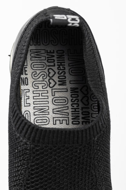 Love Moschino Black Love & Peace Slip-On Knit Sneakers