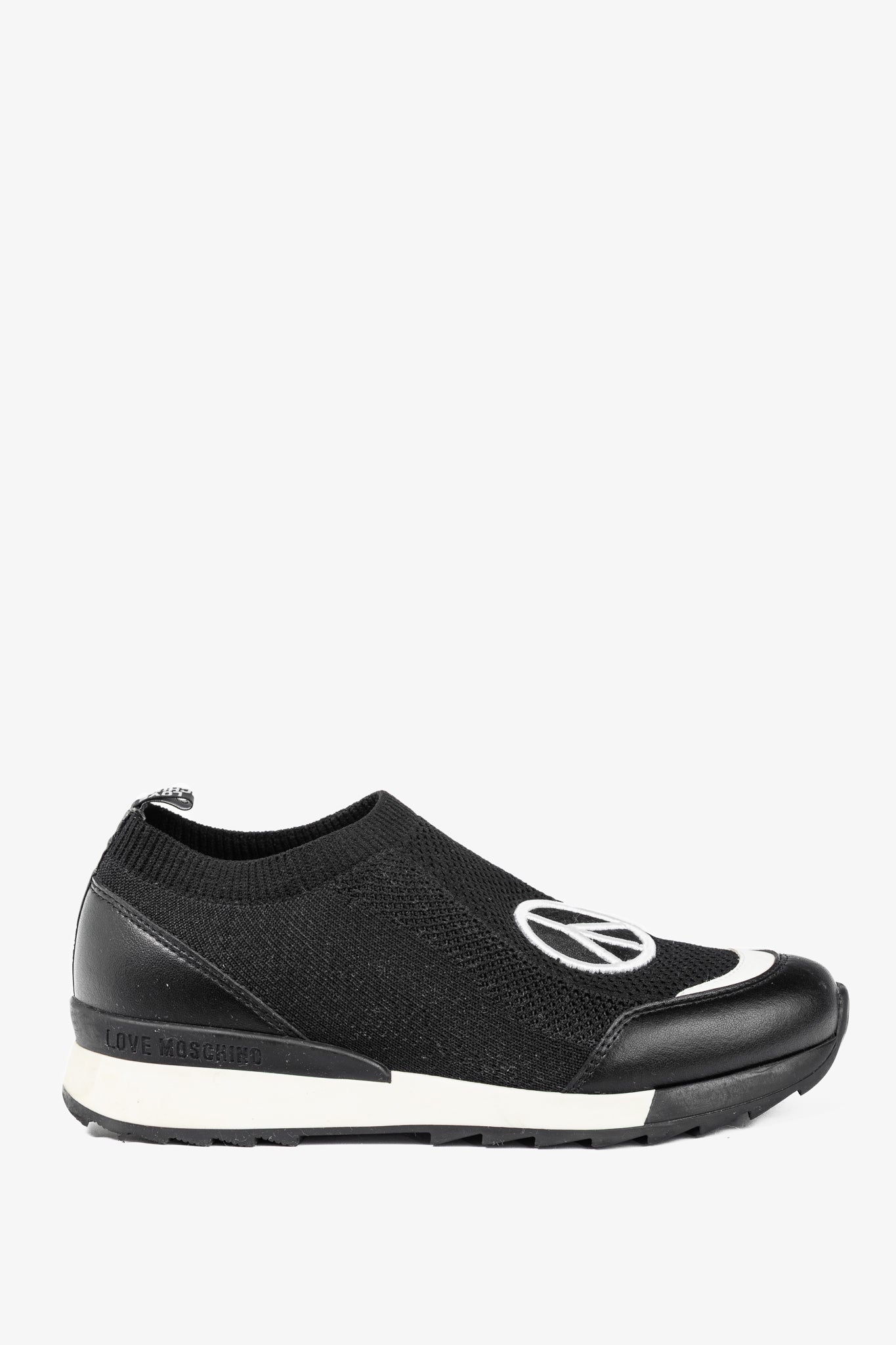 Love Moschino Black Love & Peace Slip-On Knit Sneakers
