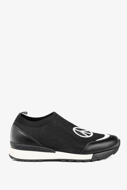 Love Moschino Black Love & Peace Slip-On Knit Sneakers