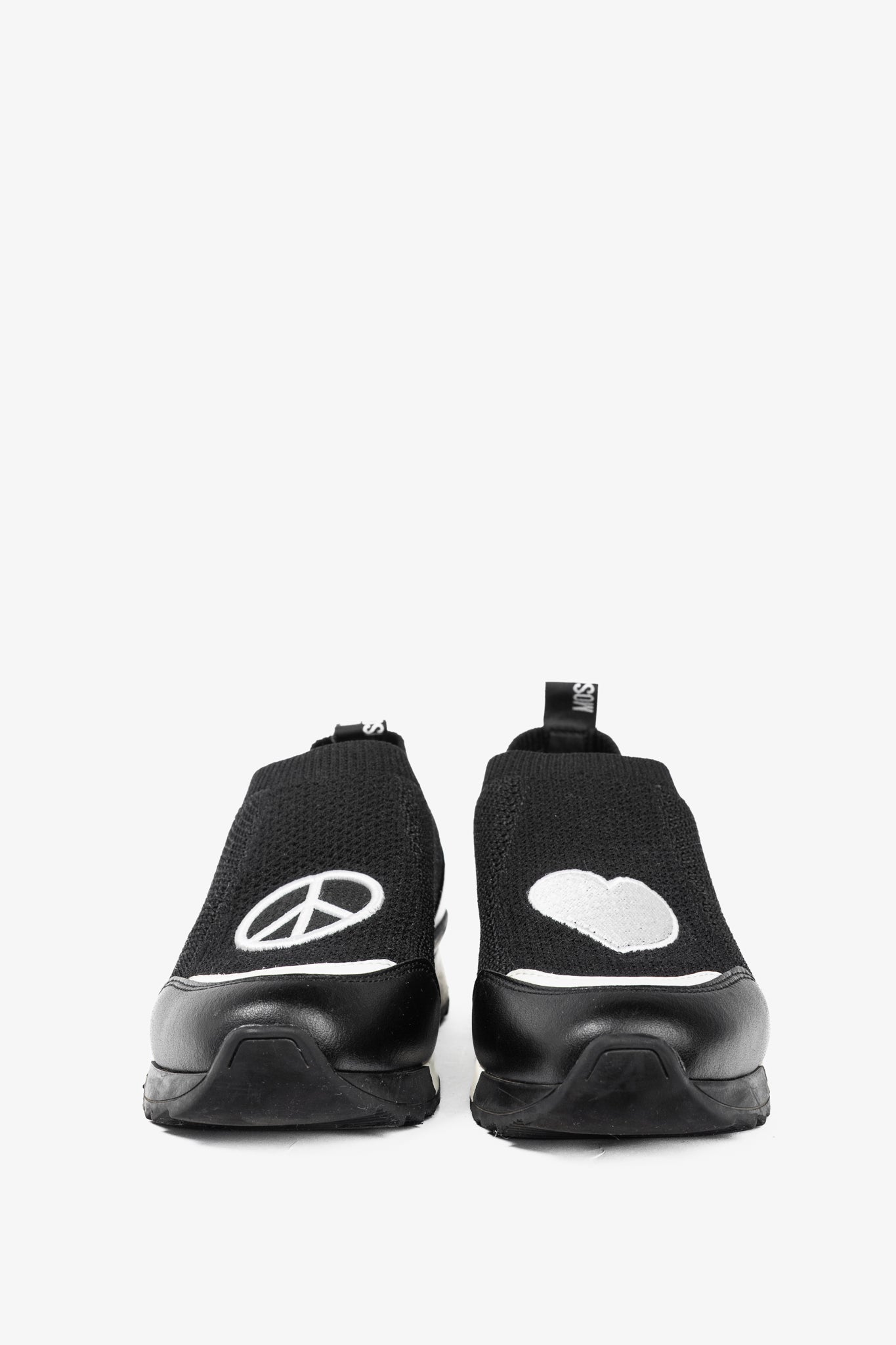 Love Moschino Black Love & Peace Slip-On Knit Sneakers