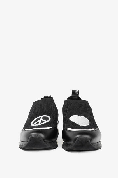 Love Moschino Black Love & Peace Slip-On Knit Sneakers