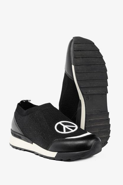 Love Moschino Black Love & Peace Slip-On Knit Sneakers