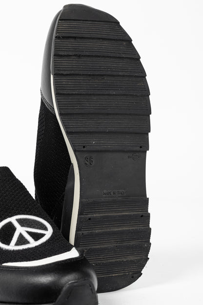 Love Moschino Black Love & Peace Slip-On Knit Sneakers