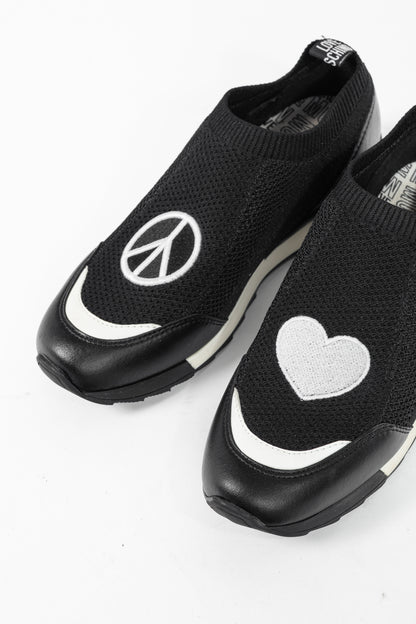 Love Moschino Black Love & Peace Slip-On Knit Sneakers