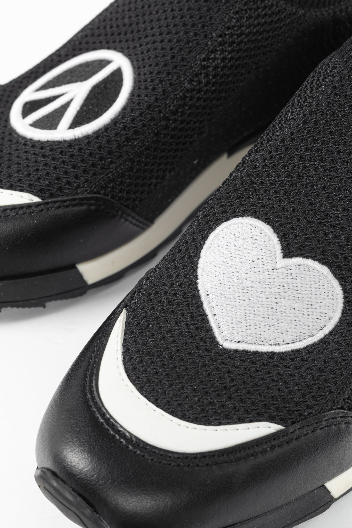 Love Moschino Black Love & Peace Slip-On Knit Sneakers