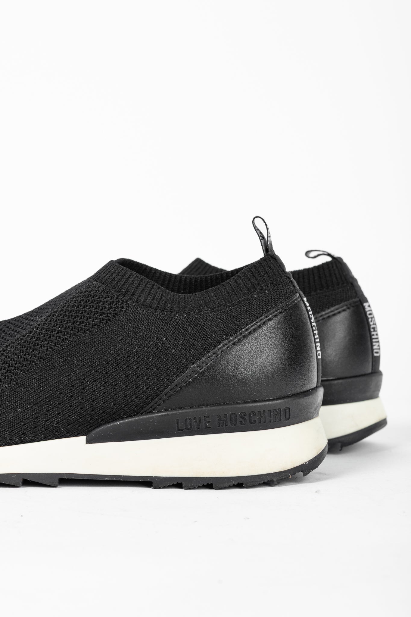 Love Moschino Black Love & Peace Slip-On Knit Sneakers