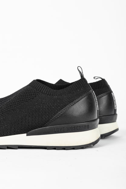 Love Moschino Black Love & Peace Slip-On Knit Sneakers