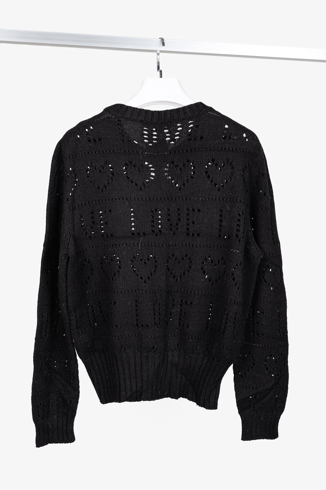 Love Moschino Black Pointelle Knit Long-Sleeve Sweater