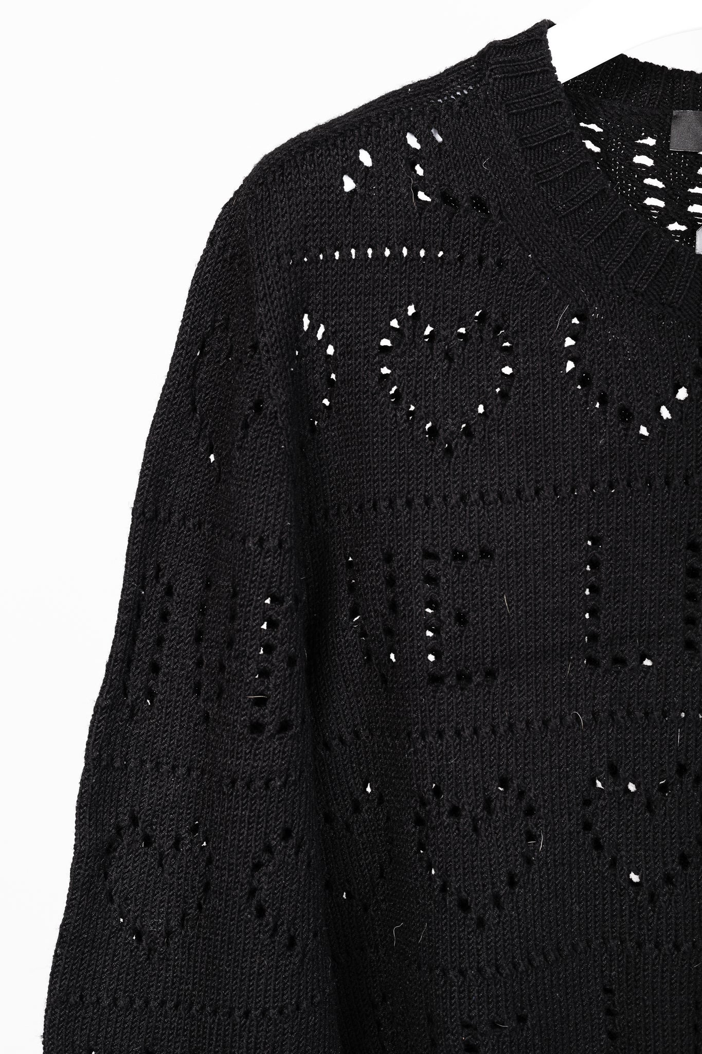 Love Moschino Black Pointelle Knit Long-Sleeve Sweater