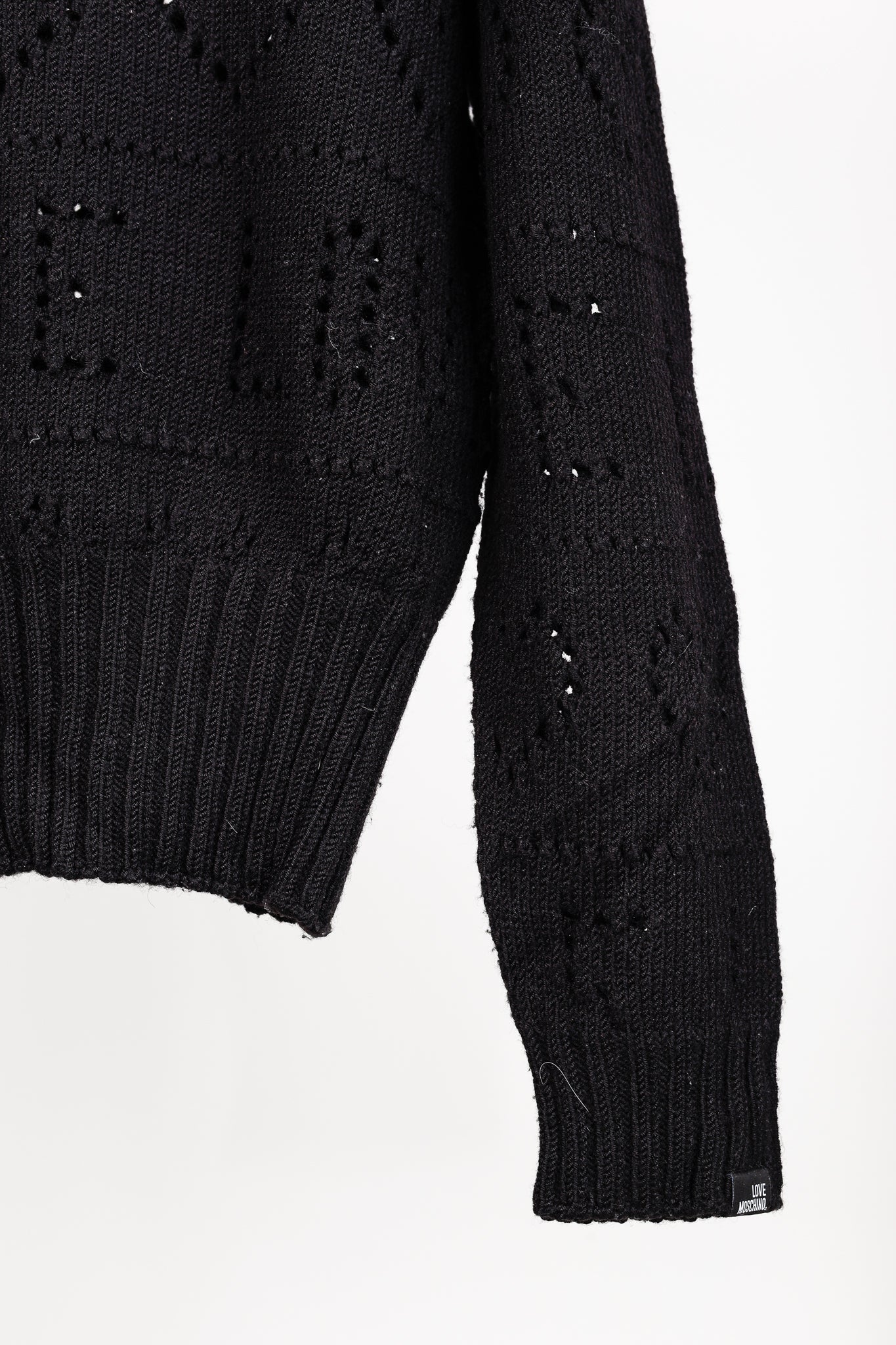 Love Moschino Black Pointelle Knit Long-Sleeve Sweater