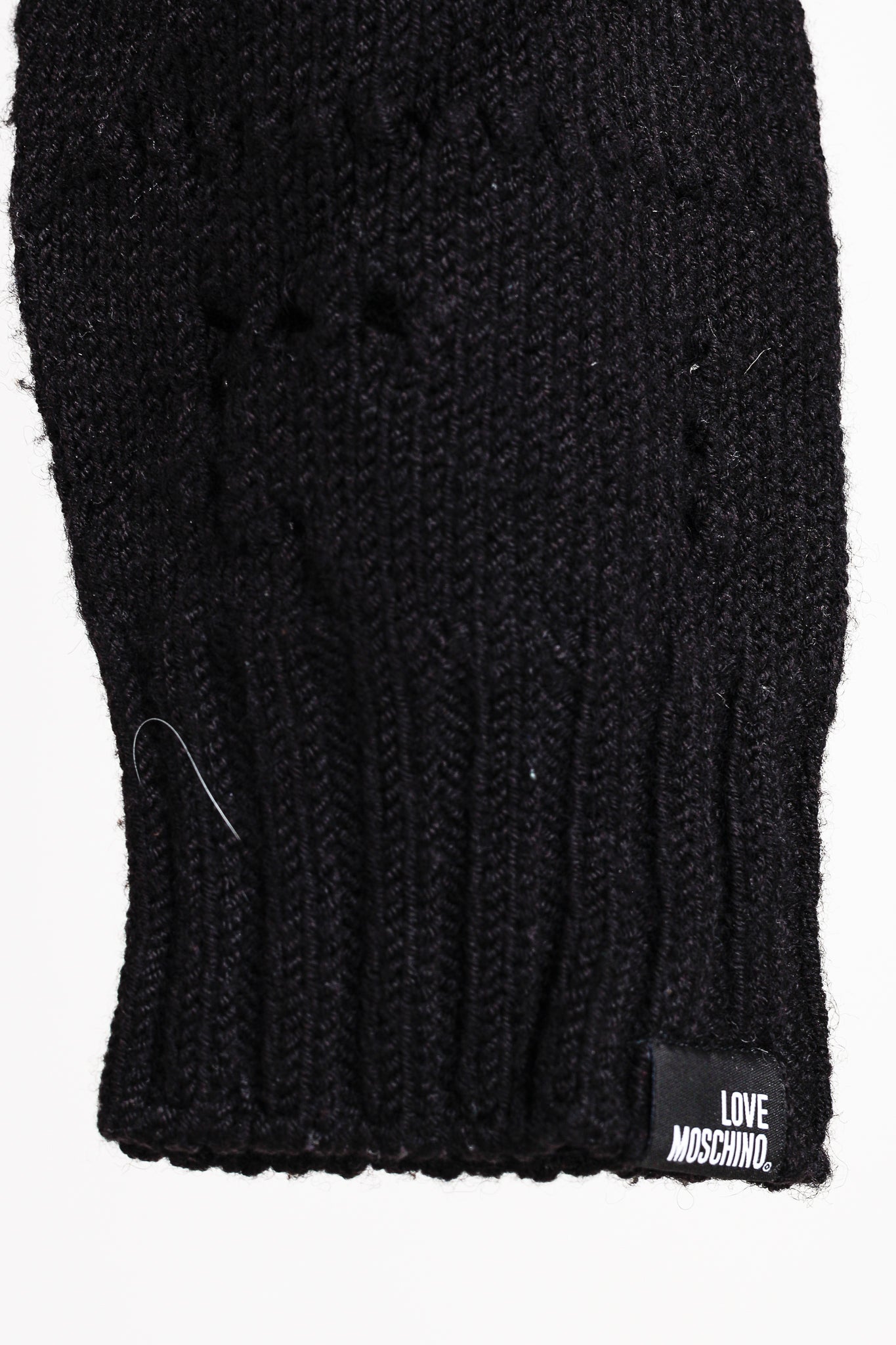 Love Moschino Black Pointelle Knit Long-Sleeve Sweater