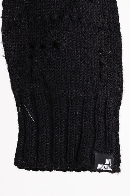Love Moschino Black Pointelle Knit Long-Sleeve Sweater