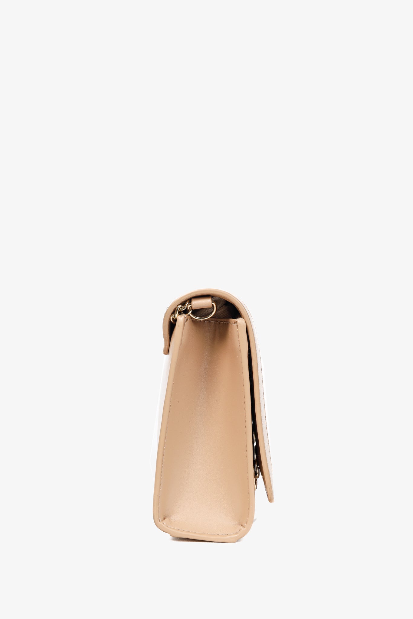 Love Moschino Beige Crocodile-Embossed Vegan Leather Flap Bag