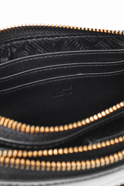 Love Moschino Nero PU Croco Logo-Plaque Zip Around Crossbody Bag