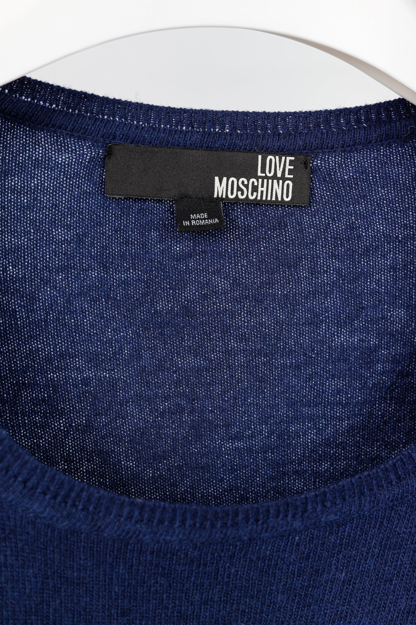 Love Moschino Dark-Blue Wool-Blend Heart Sweater
