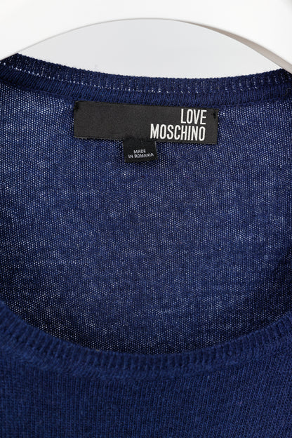 Love Moschino Dark-Blue Wool-Blend Heart Sweater