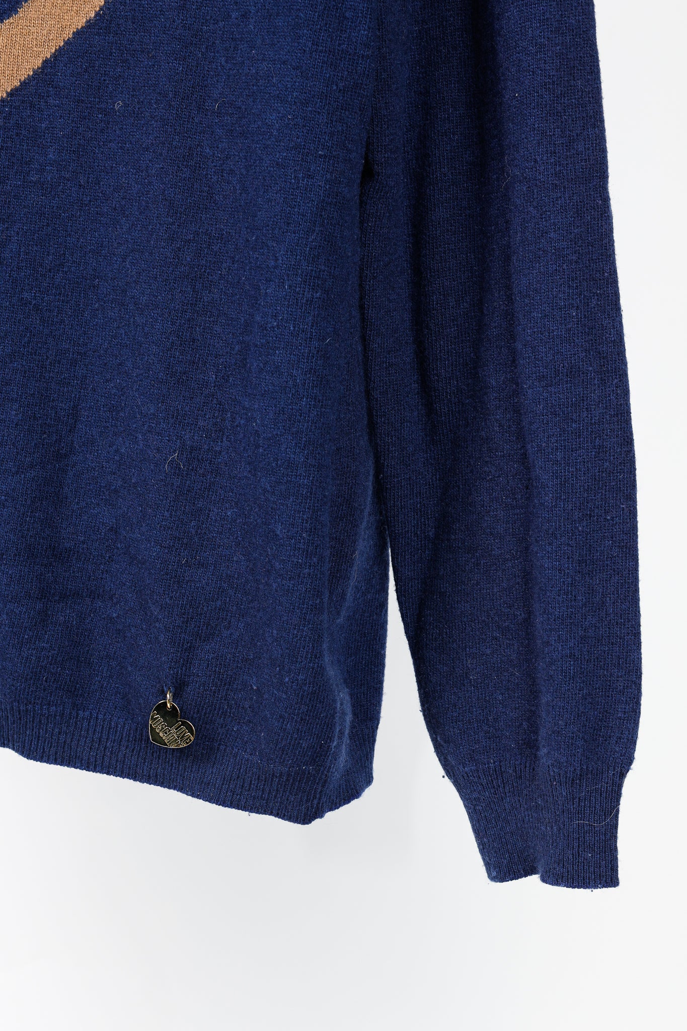 Love Moschino Dark-Blue Wool-Blend Heart Sweater