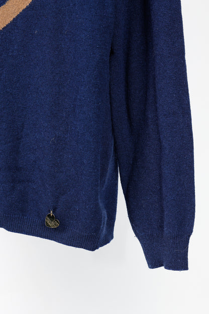 Love Moschino Dark-Blue Wool-Blend Heart Sweater