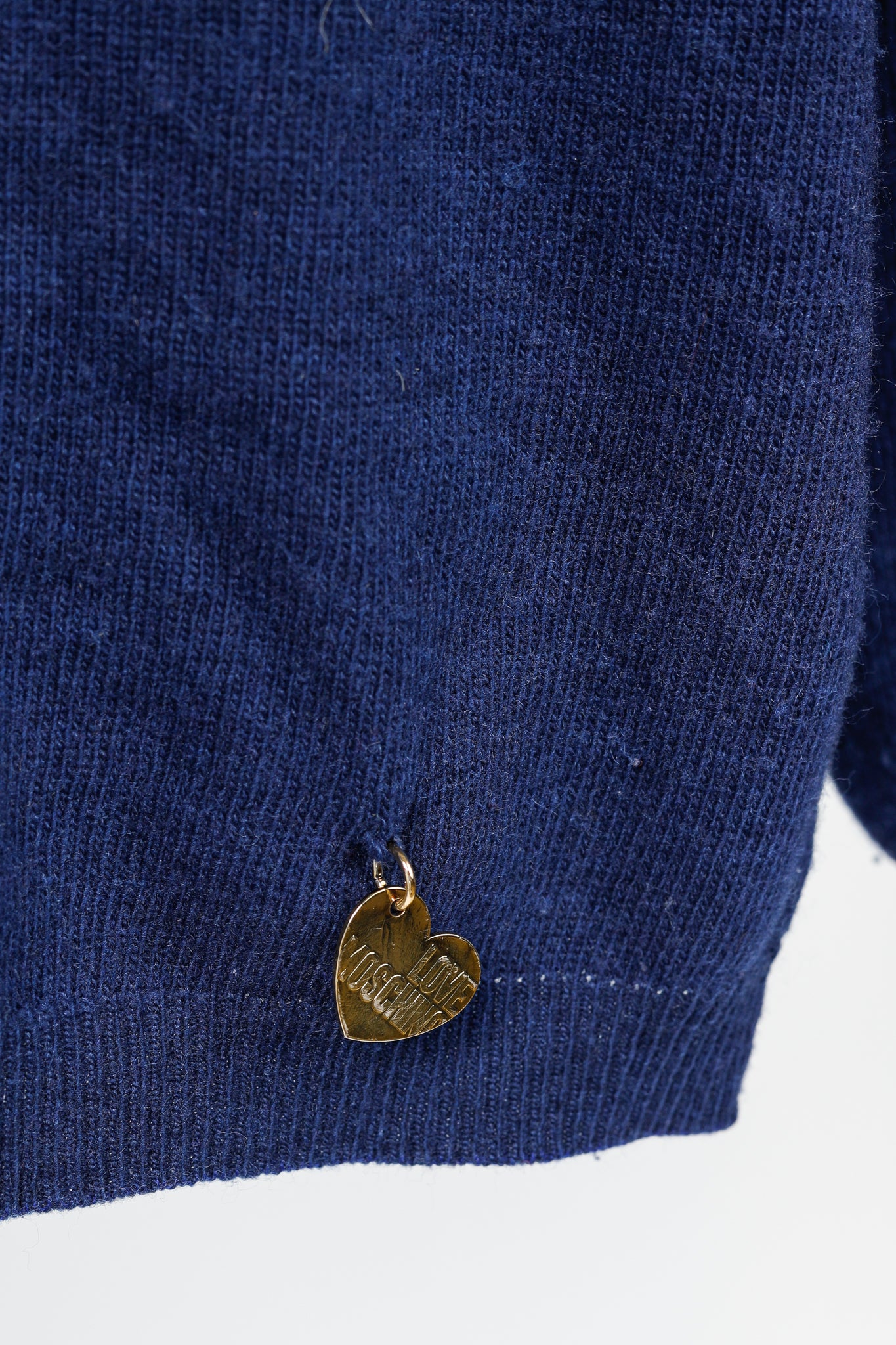 Love Moschino Dark-Blue Wool-Blend Heart Sweater
