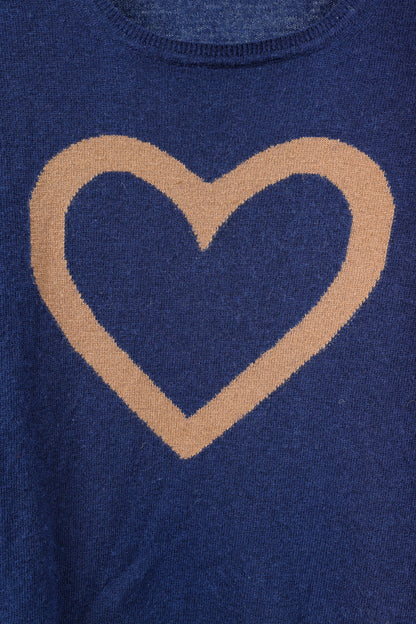 Love Moschino Dark-Blue Wool-Blend Heart Sweater