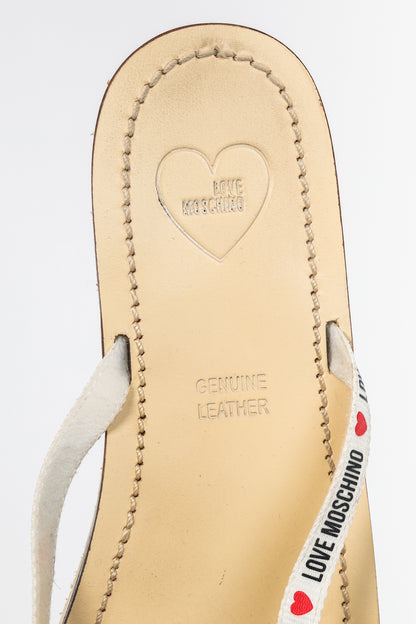 Love Moschino Black PVC Logo-Strap Thong Sandals