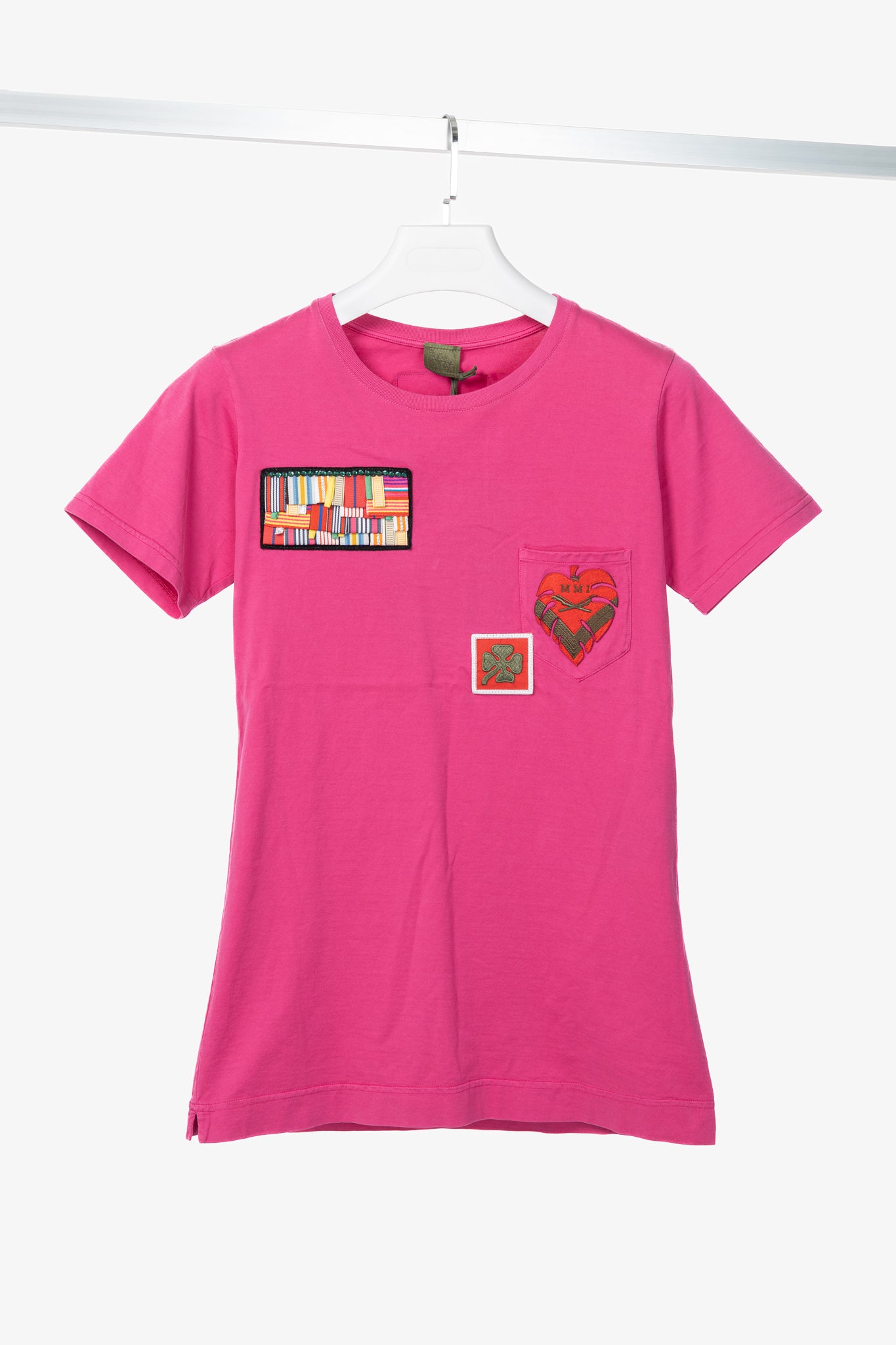 Mr & Mrs Italy Pink Cotton-Jersey Multi-Patch T-Shirt