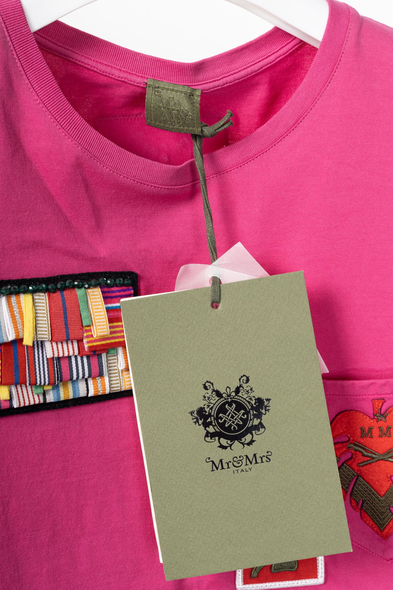 Mr & Mrs Italy Pink Cotton-Jersey Multi-Patch T-Shirt