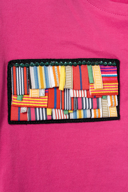 Mr & Mrs Italy Pink Cotton-Jersey Multi-Patch T-Shirt