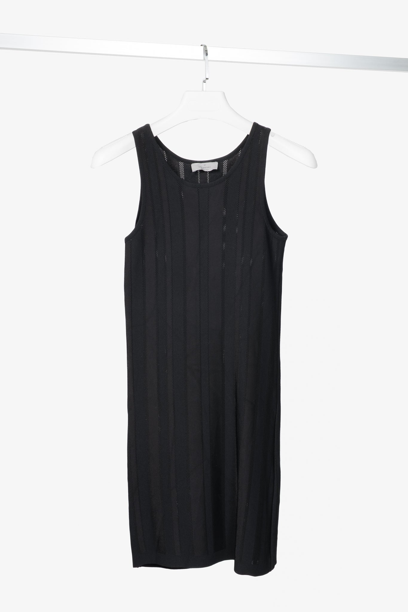 Mulberry Black Ponte-Knit Jacquard-Stripe Mini Dress