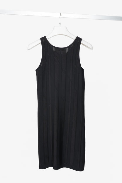 Mulberry Black Ponte-Knit Jacquard-Stripe Mini Dress
