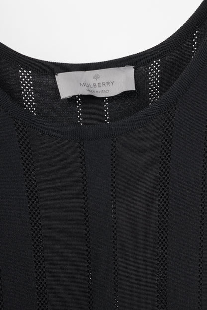Mulberry Black Ponte-Knit Jacquard-Stripe Mini Dress