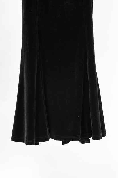 Nana Jacqueline Caroline Black Velvet Ruffle-Strap Mermaid Gown